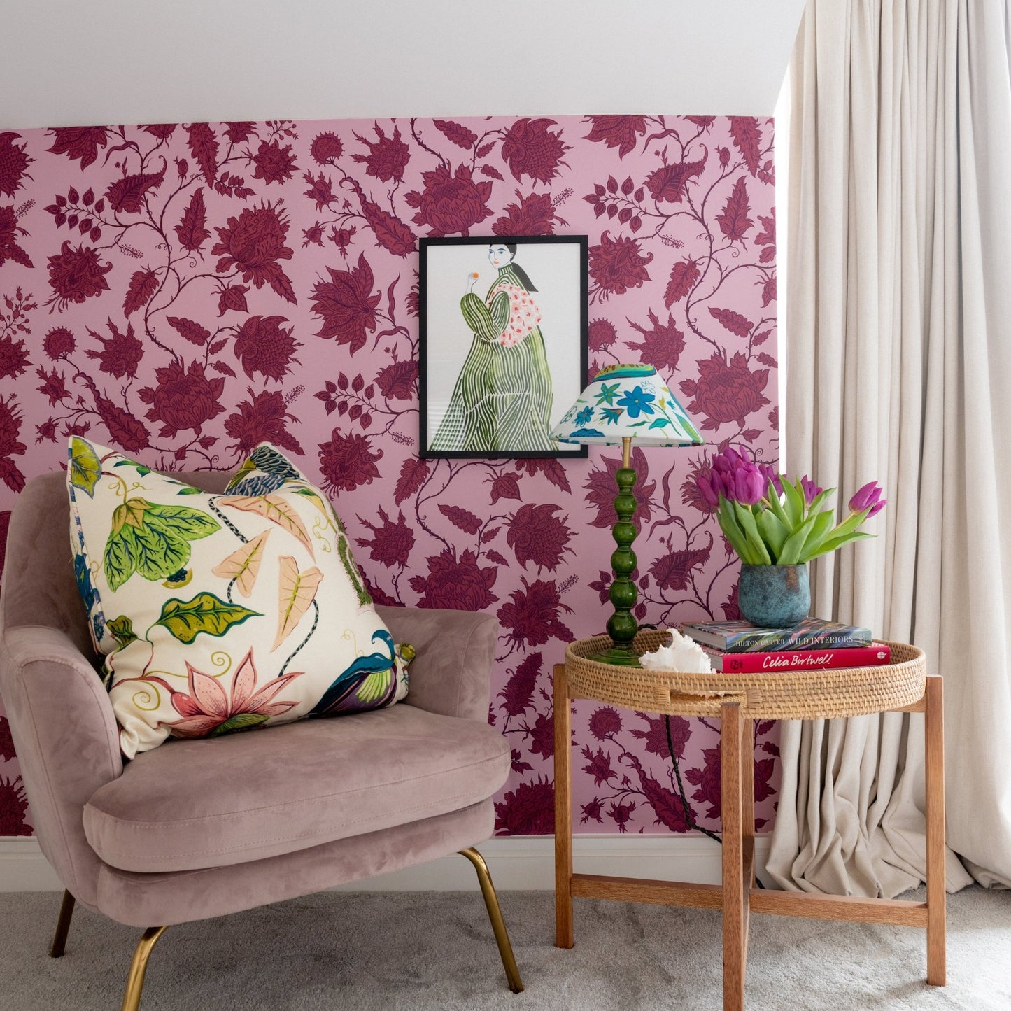 Hermosa Wallpaper - Rose Quartz/Ruby - Wear The Walls - HERR807652 - Premier Wallcovering