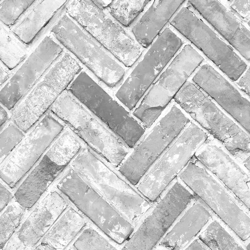 Herringbone Brick Wallpaper - Grey - Muriva - 174502 - Premier Wallcovering