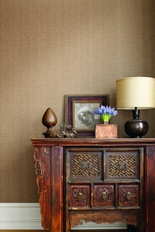 Herringbone Weave Wallpaper - Sienna - Thibaut - T7050 - Premier Wallcovering
