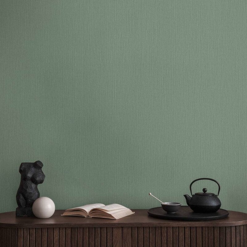 Hessian Texture Wallpaper - Green - Michalsky Living - 39987-4 - Premier Wallcovering