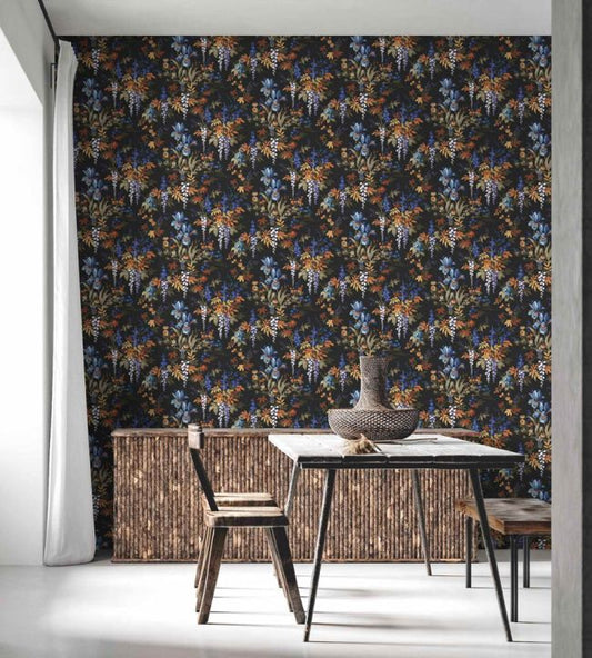 Hestia Wallpaper - Coal Black - Woodchip & Magnolia - WM - 364 - 01R - Premier Wallcovering
