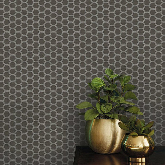 Hexie Astoria Fantasia Wallpaper - Charcoal/Grey - Ted Baker - 12633 - Premier Wallcovering