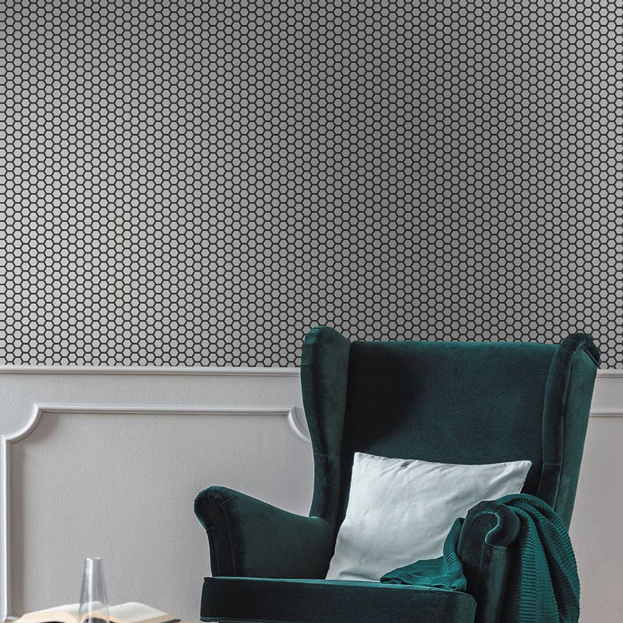 Hexie Platinum Fantasia Wallpaper - Silver - Ted Baker - 12632 - Premier Wallcovering