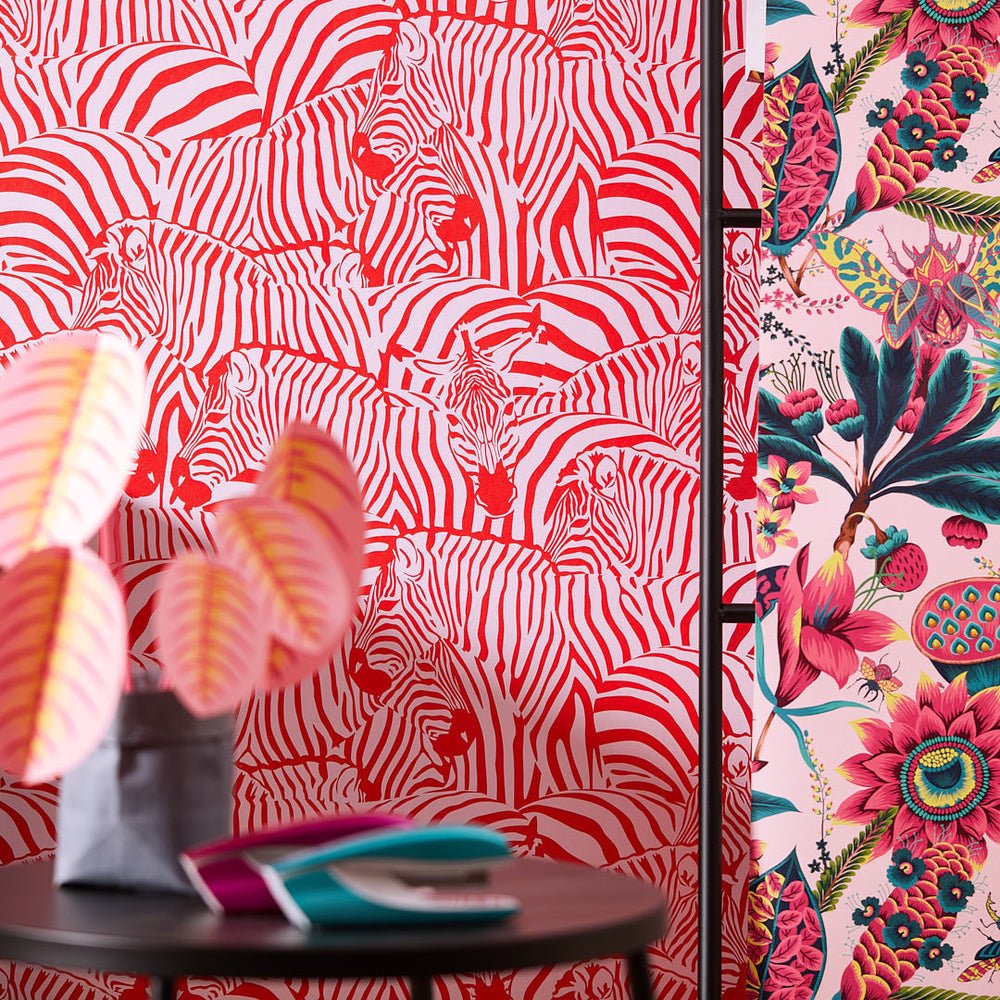 Hide and Seek Wallpaper - Red & Pink - Lust Home - LH900314 - Premier Wallcovering