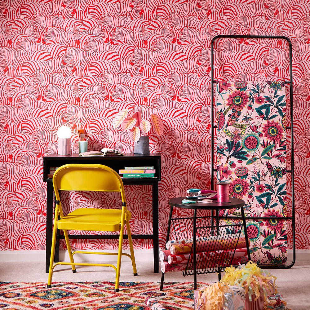 Hide and Seek Wallpaper - Red & Pink - Lust Home - LH900314 - Premier Wallcovering