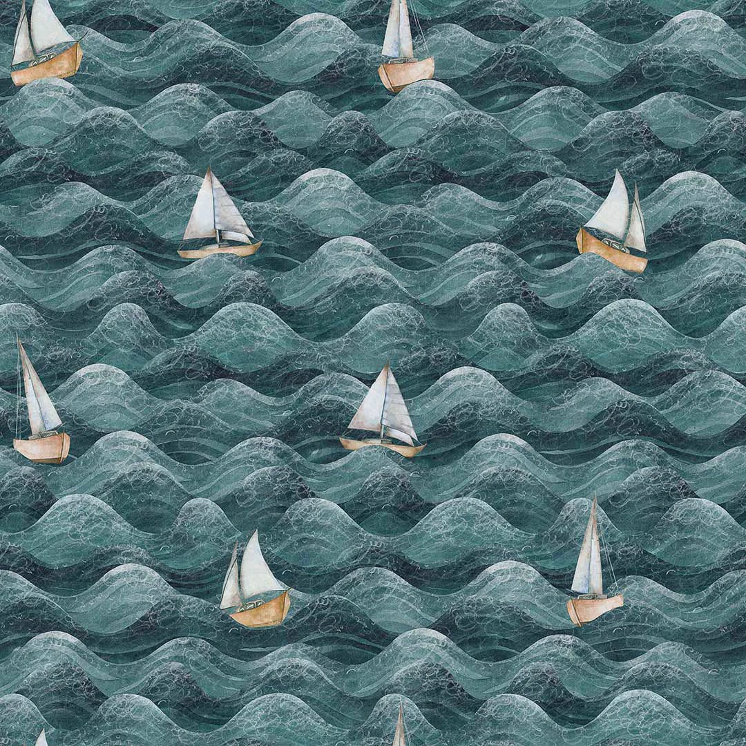 High Tide Wallpaper - Teal - LAN100300 - Lucie Annabel - Premier Wallcovering
