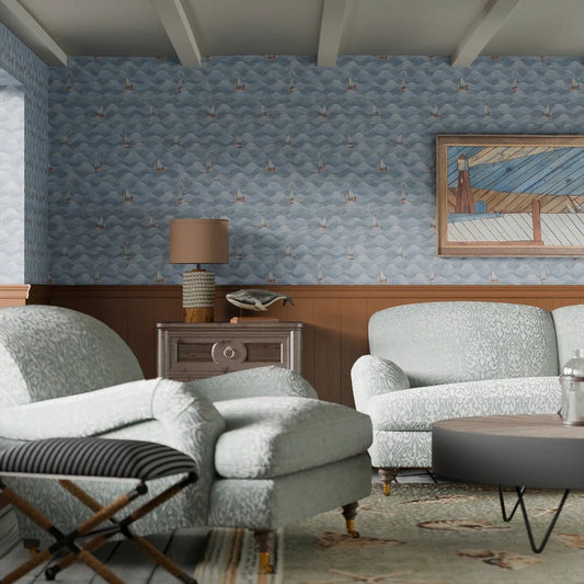 High Tide Wallpaper - Cornflower Blue - LAN100297 - Lucie Annabel - Premier Wallcovering