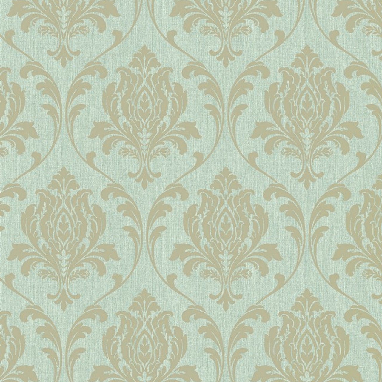 Highgrove Damask Wallpaper - Gold & Teal - Rasch - 274973 - Premier Wallcovering