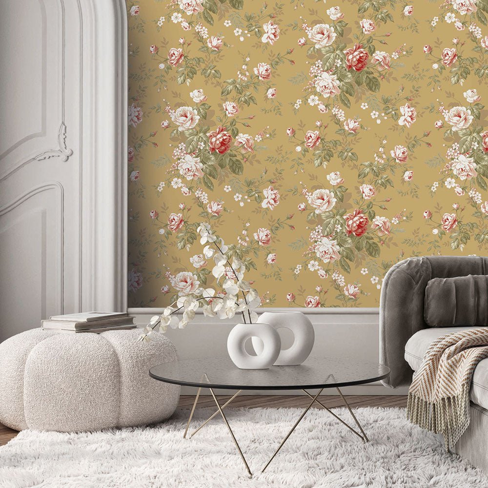 Highgrove Wallpaper - Ochre - Timothy Wilman - TW2440 - Premier Wallcovering