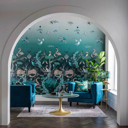 Highland Wonder Wallpaper - Lagoon - Clarke & Clarke - Emma J Shipley - W0202/01 - Premier Wallcovering