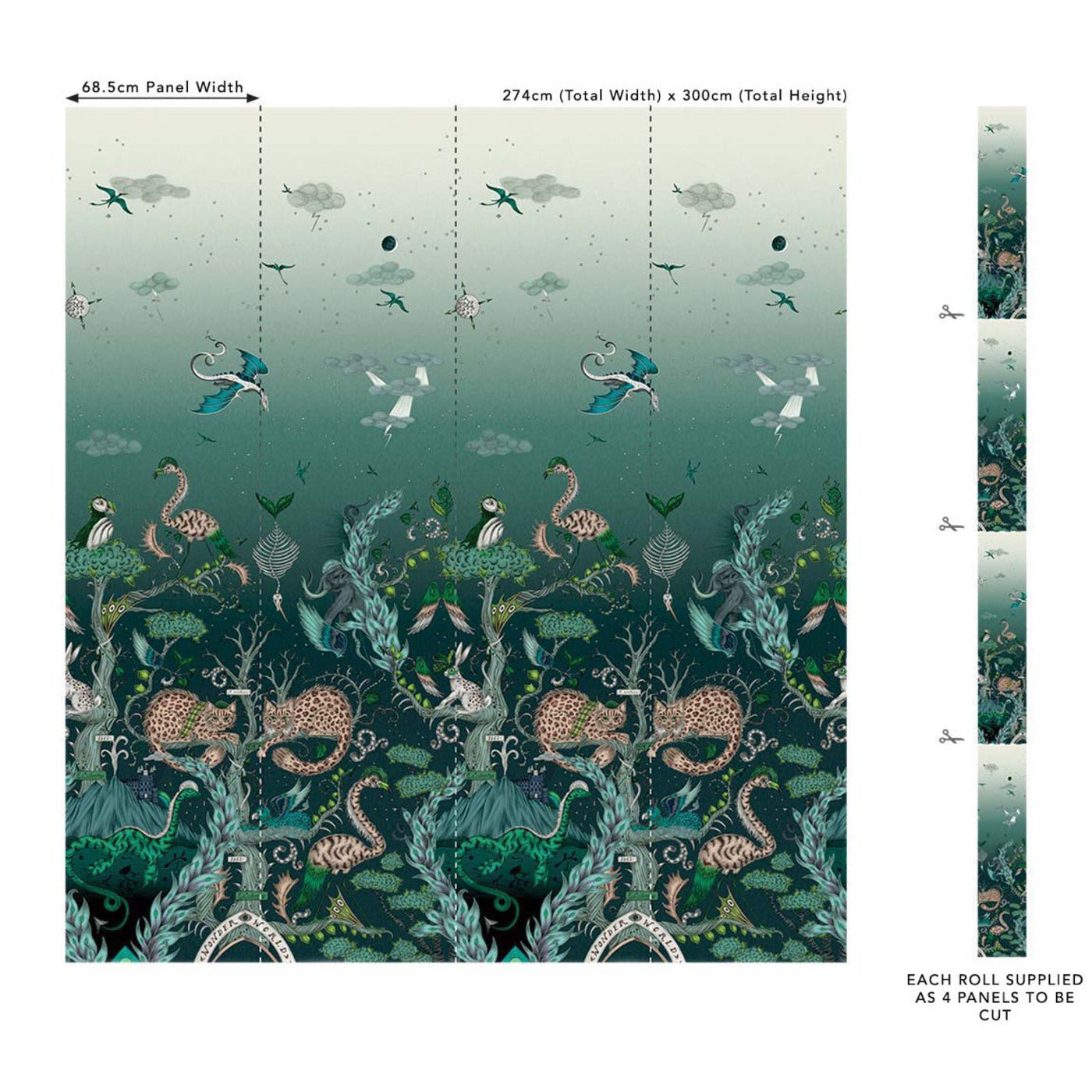 Highland Wonder Wallpaper - Lagoon - Clarke & Clarke - Emma J Shipley - W0202/01 - Premier Wallcovering