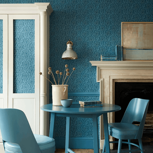 Hoja Wallpaper - Air Force Blue - Little Greene - 0263HOAIRFO - Premier Wallcovering