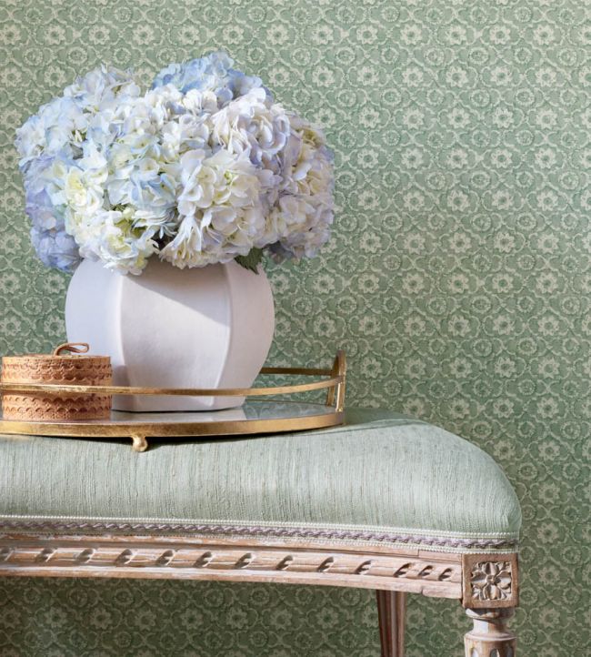 Holly Trellis Wallpaper - Sage - Anna French - AT16124 - Premier Wallcovering