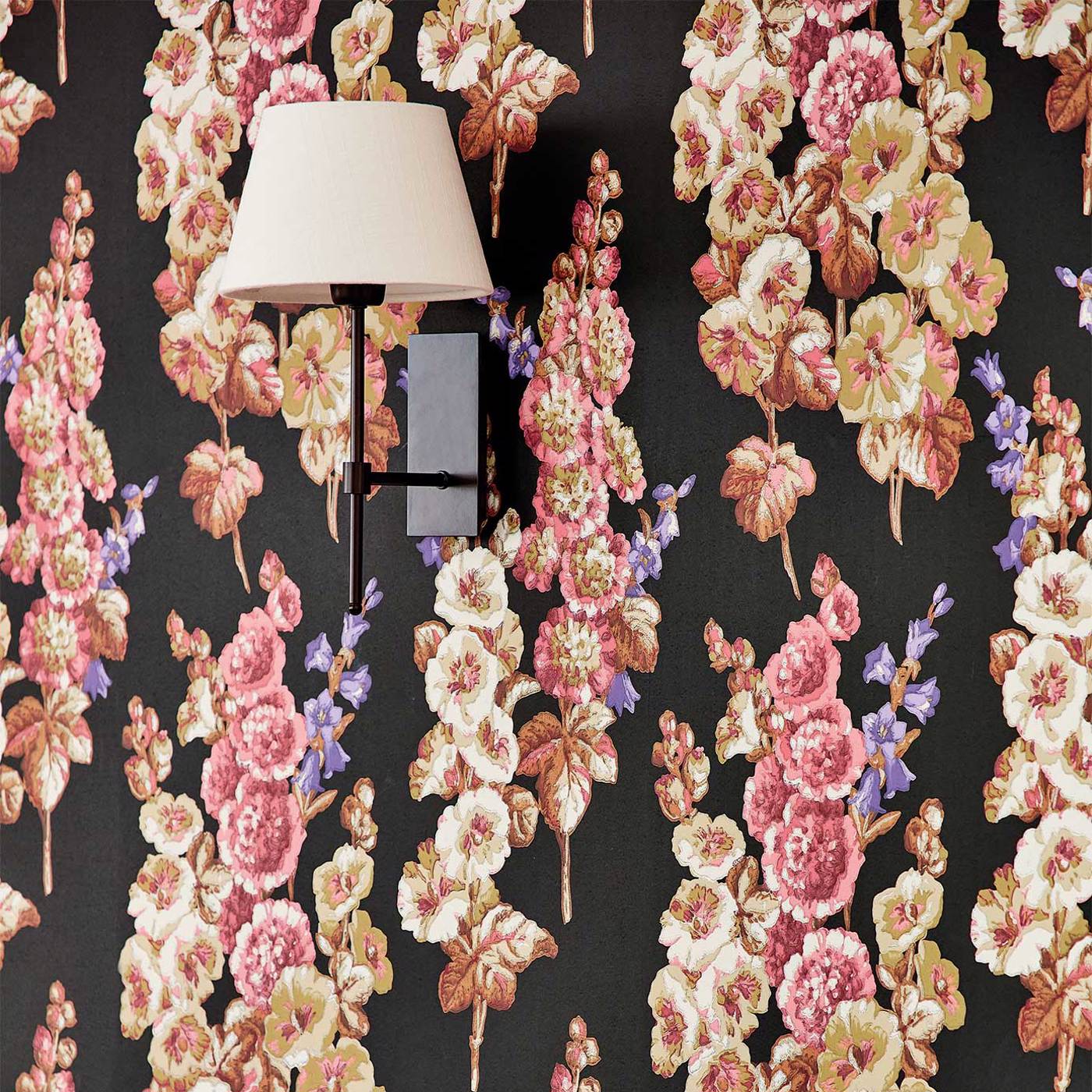 Hollyhocks Wallpaper - Copper/Rhodera - DOSW217032 - Sanderson - Premier Wallcovering