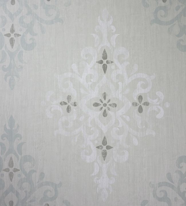 Holmwood Wallpaper - Aqua/White - Nina Campbell - NCW4120 - 01 - Premier Wallcovering