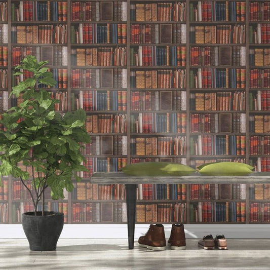 Home Style Library Books Wallpaper - Multi - Rasch - 934809 - Premier Wallcovering