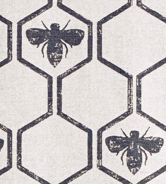 Honey Bees Fabric - Charcoal - Barneby Gates - BGF010 - 301 - Premier Wallcovering