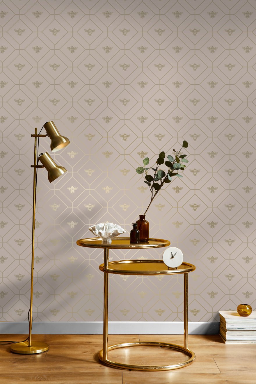 Honeycomb Bee Wallpaper - Pink - Holden Décor - 13083 - Premier Wallcovering