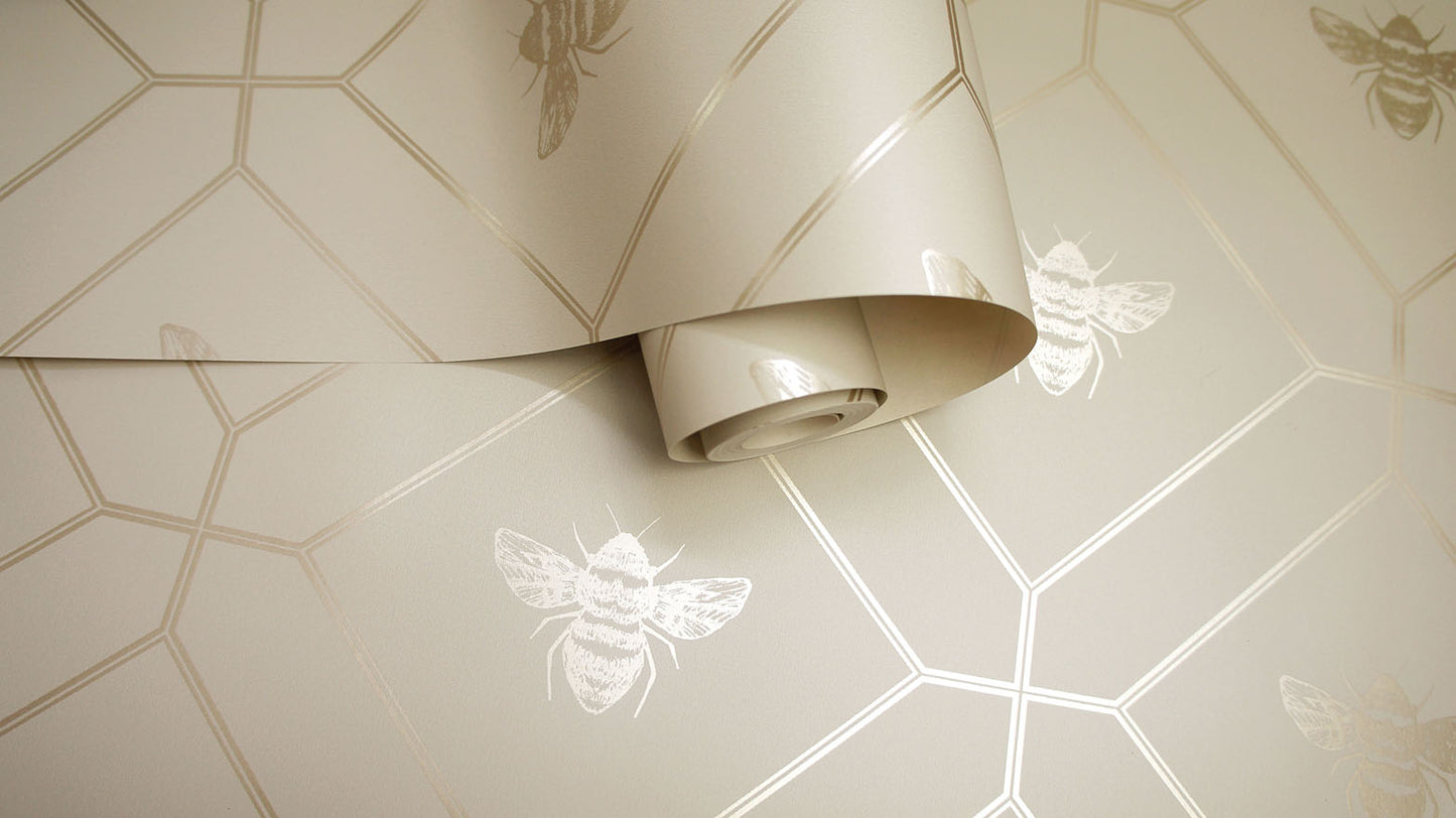 Honeycomb Bee Wallpaper - Taupe - Holden Décor - 13082 - Premier Wallcovering