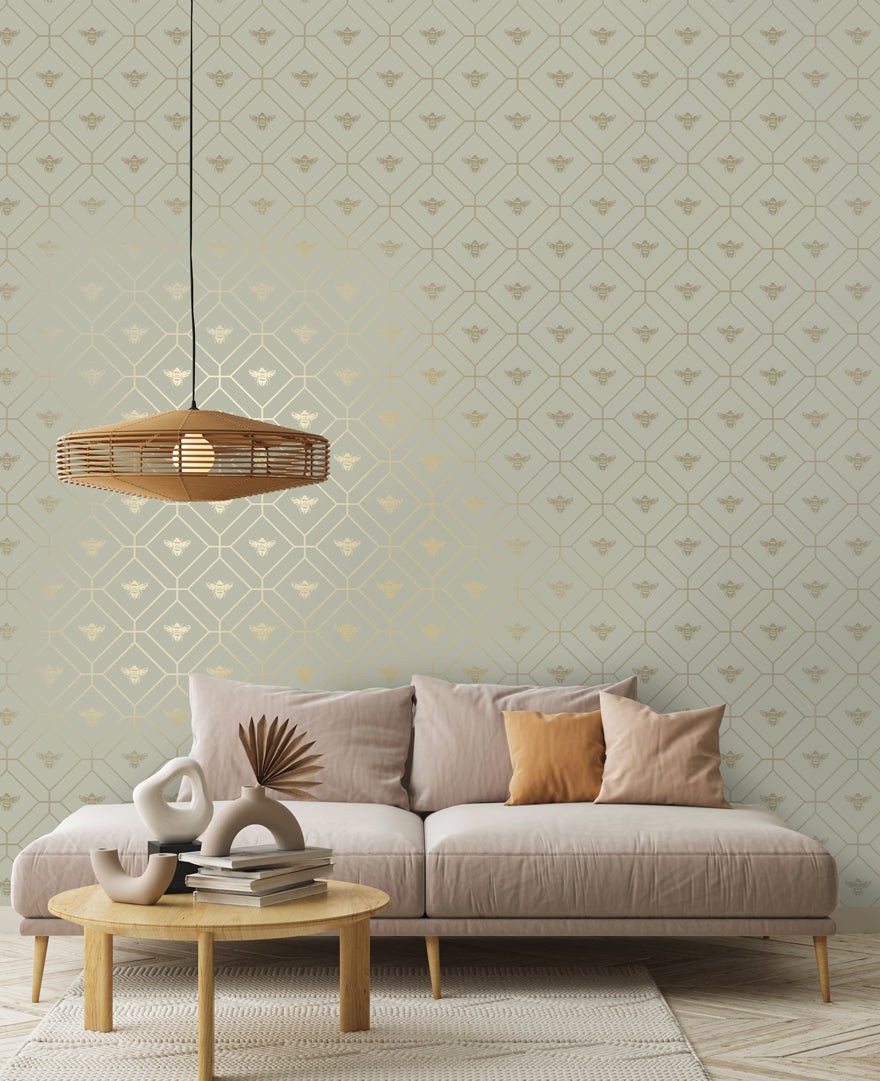 Honeycomb Bee Wallpaper - Green - Holden Décor - 13080 - Premier Wallcovering