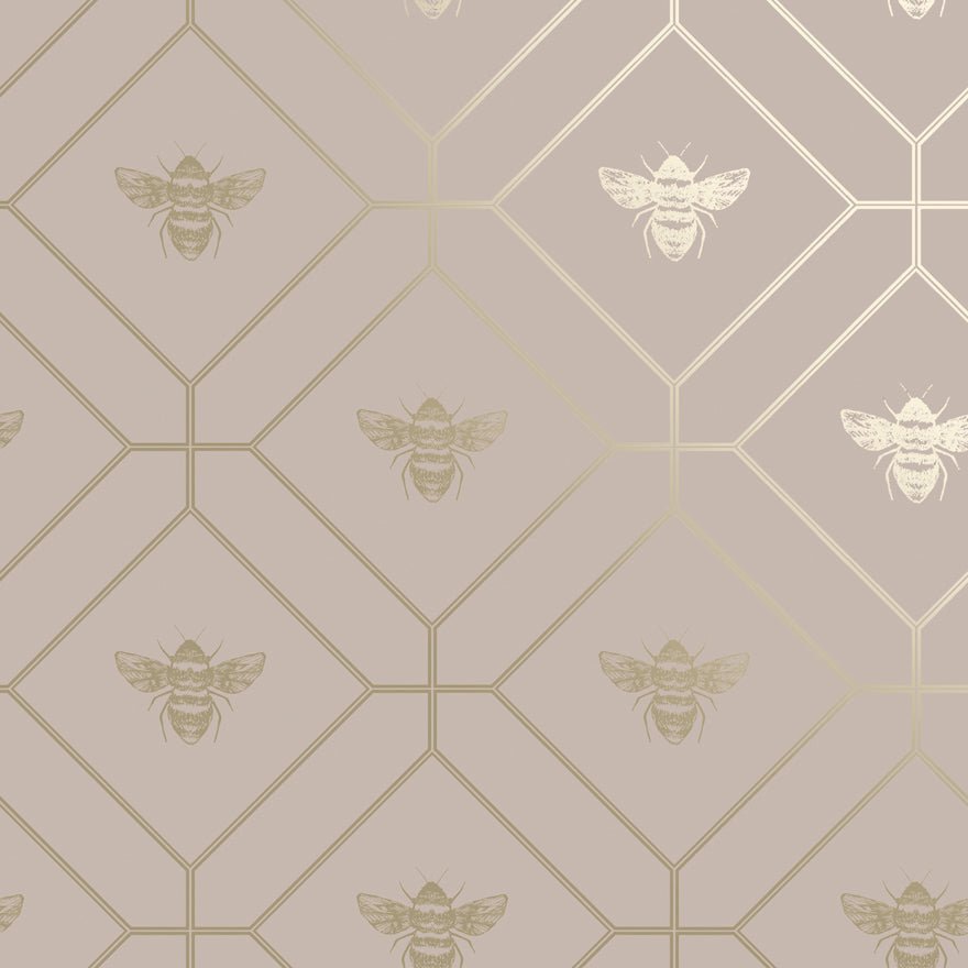 Honeycomb Bee Wallpaper - Pink - Holden Décor - 13083 - Premier Wallcovering
