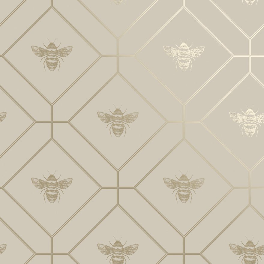 Honeycomb Bee Wallpaper - Taupe - Holden Décor - 13082 - Premier Wallcovering