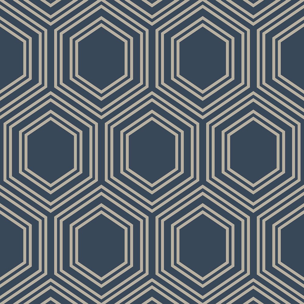 Honeycomb Geo Wallpaper - Navy - Next - 120198 - Premier Wallcovering