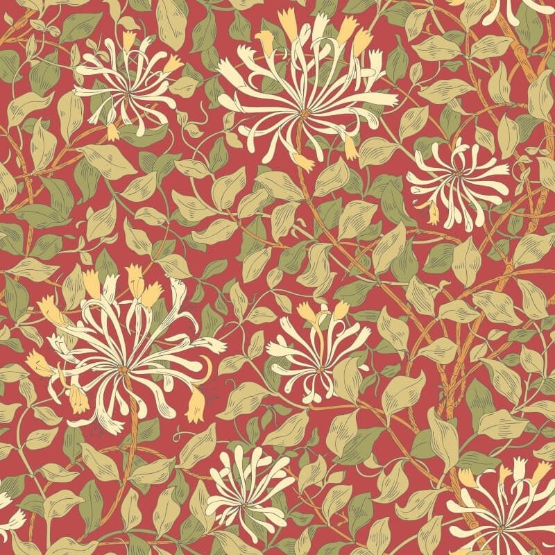 Honeysuckle Leaf Trail Wallpaper - Terracotta - Hoopla Walls - HWA1085W - Premier Wallcovering