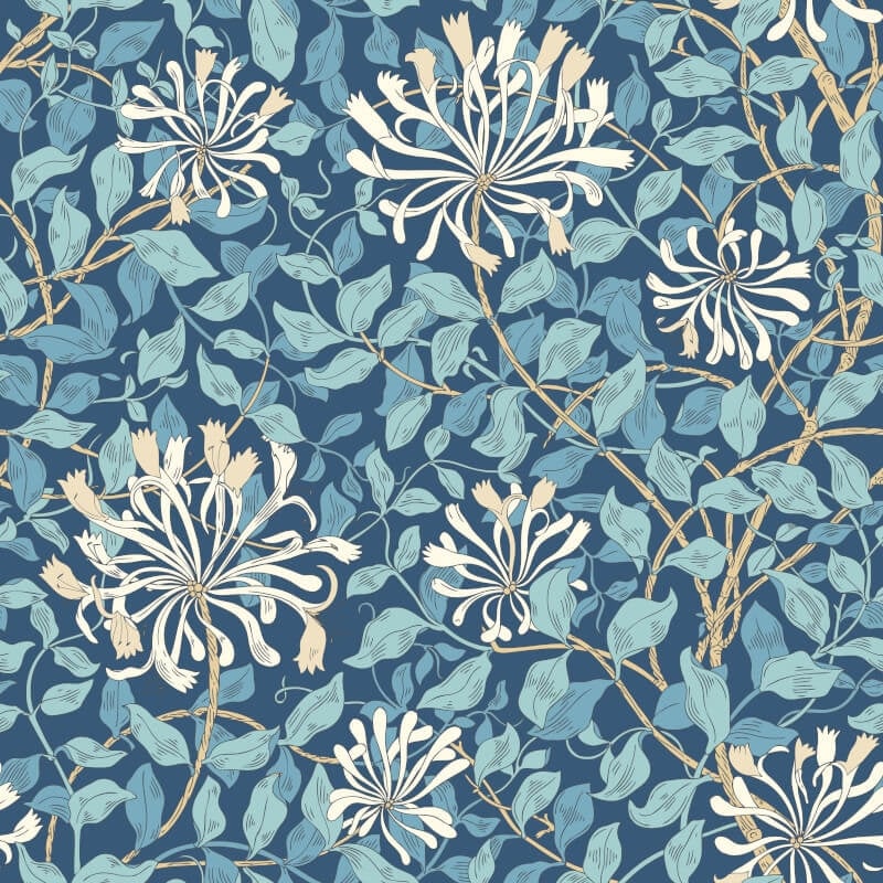 Honeysuckle Leaf Trail Wallpaper - Navy Blue - Hoopla Walls - HWA1083W - Premier Wallcovering
