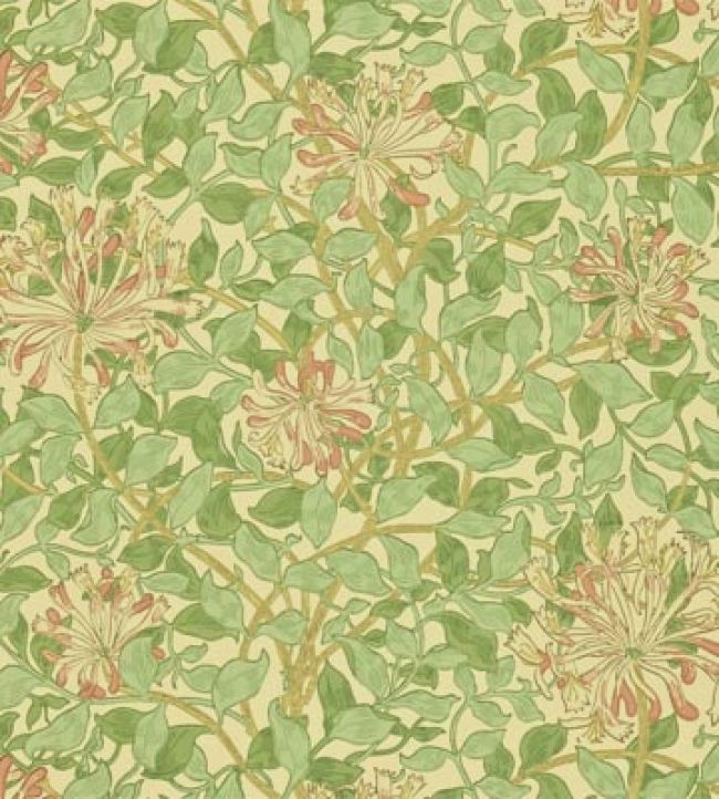 Honeysuckle Wallpaper - Green/Beige/Pink - 216842 - Morris & Co - Premier Wallcovering