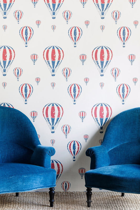 Hot Air Balloon Wallpaper - Red / White / Blue - BG2600101 - Barneby Gates - Premier Wallcovering