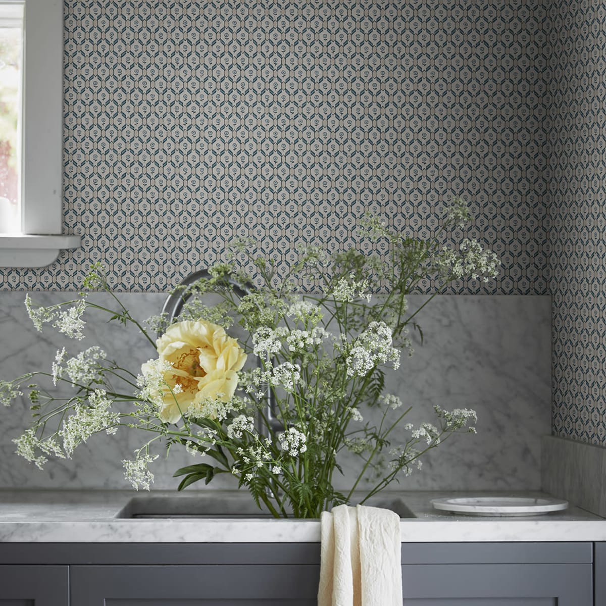 Hugo Wallpaper - Misty Blue - Sandberg - S10244 - Premier Wallcovering
