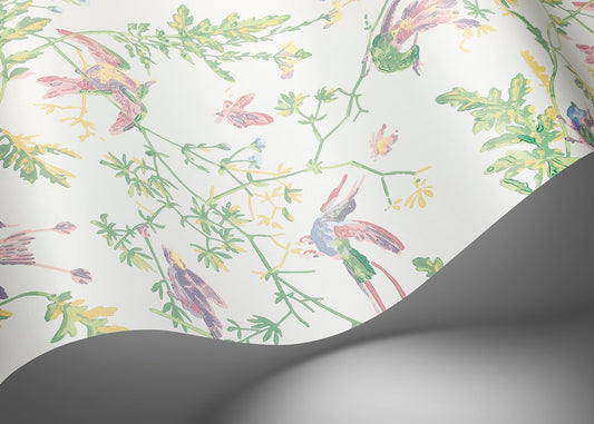 Hummingbirds Wallpaper - Blush, Sage, & Mulberry on Cream - 124/1001 - Cole & Son - Premier Wallcovering