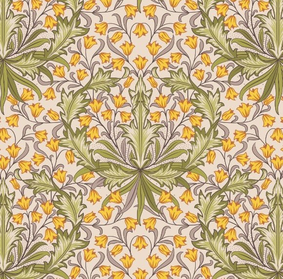 Morris Collections - 1164 - Hyacinth Wallpaper - Warm Ivory - Premier Wallcovering