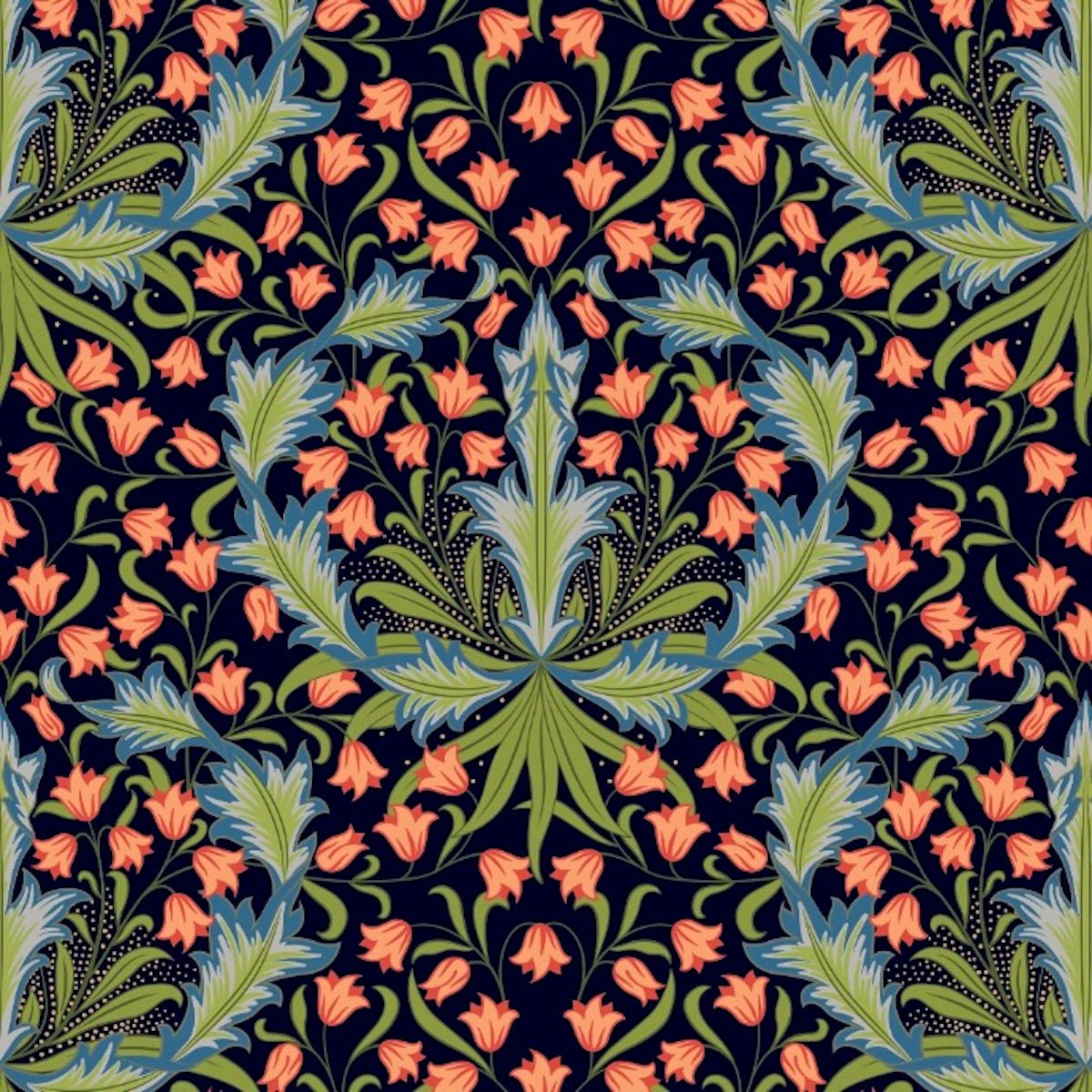 Morris Collections - 1160 - Hyacinth Wallpaper - Midnight Pink - Premier Wallcovering