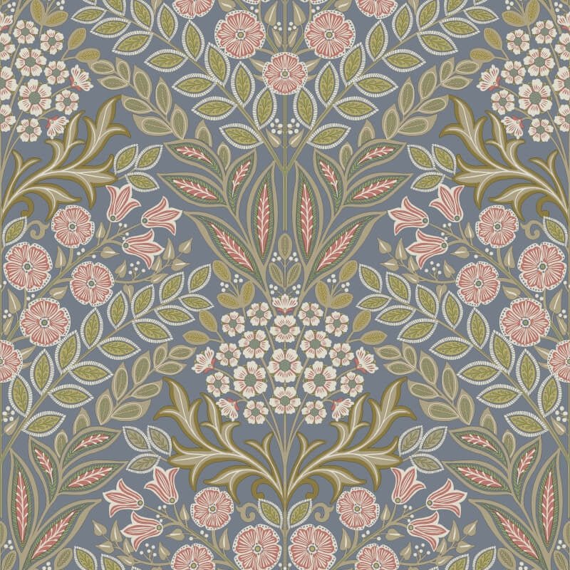 Icon Belvedere Floral Wallpaper - Grey/Blue - Grandeco - IC2115 - Premier Wallcovering