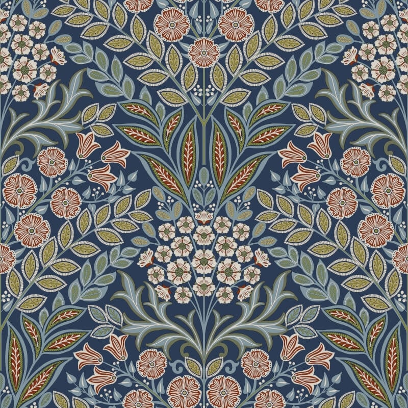 Icon Belvedere Floral Wallpaper - Navy - Grandeco - IC2105 - Premier Wallcovering