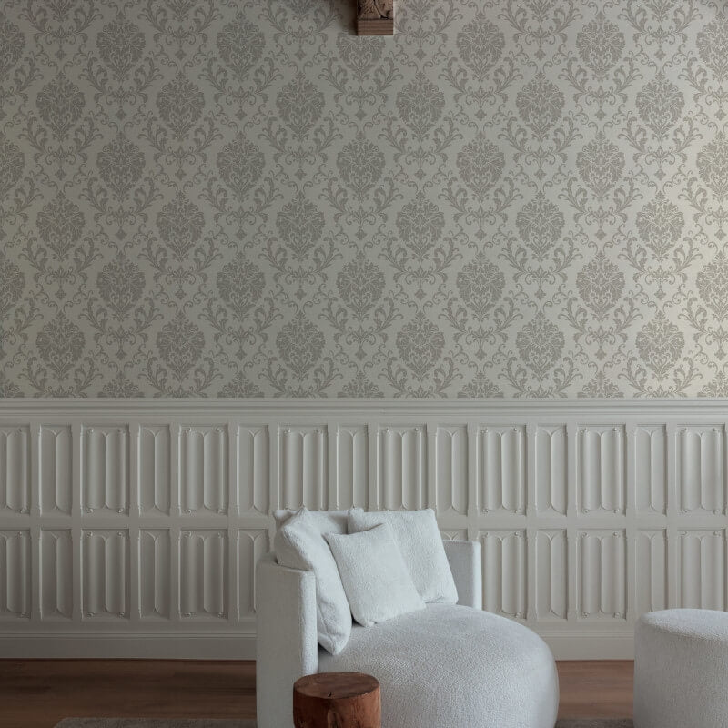 Icon Margritte Damask Wallpaper - Taupe - Grandeco - IC2001 - Premier Wallcovering