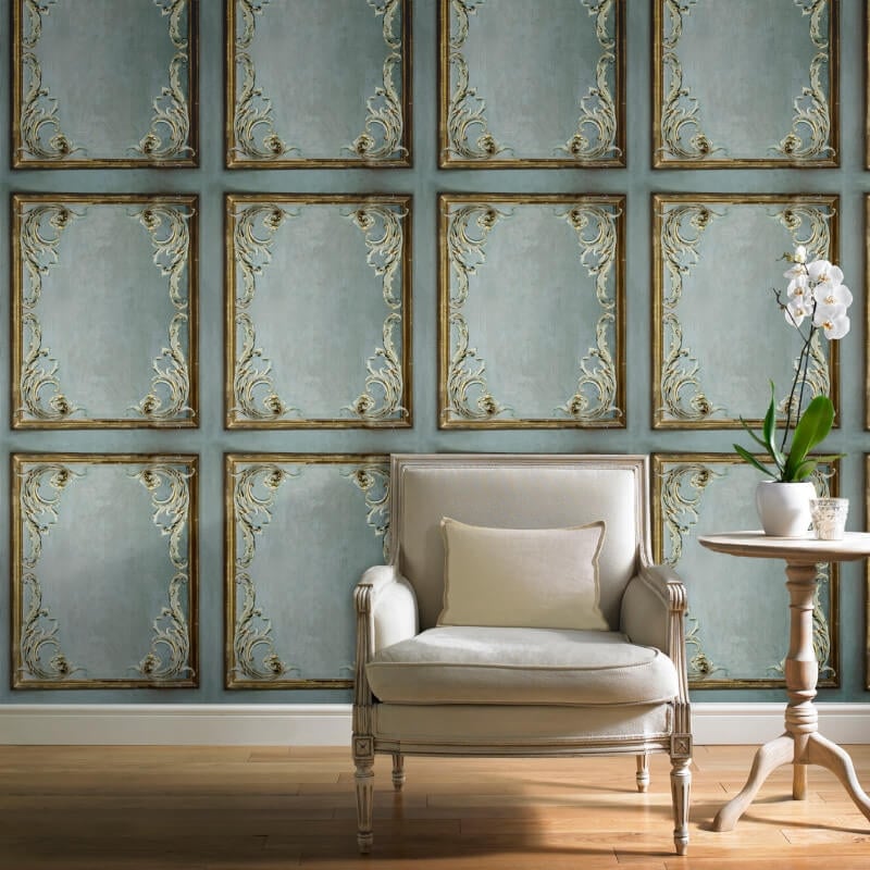 Icon Rococo Panel Wallpaper - Grey - Grandeco - 191501 - Premier Wallcovering