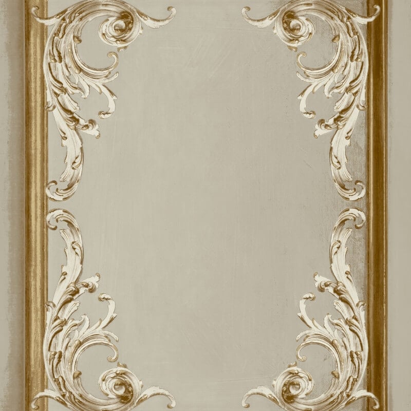 Icon Rococo Panel Wallpaper - Greige - Grandeco - IC1103 - Premier Wallcovering