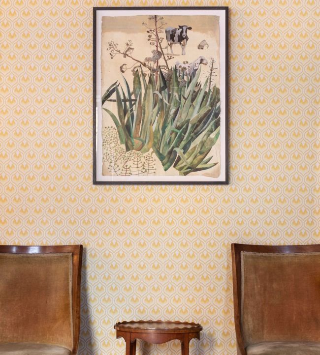 Ikat Heart Wallpaper - Mustard - BG2300202 - Barneby Gates - Premier Wallcovering