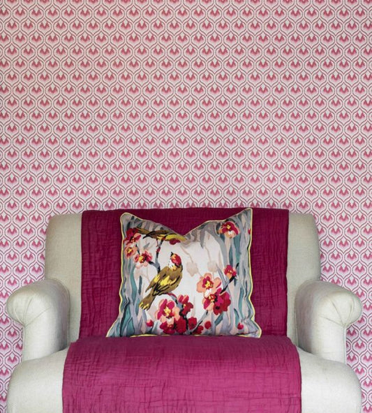 Ikat Heart Wallpaper - Oxblood - BG2300201 - Barneby Gates - Premier Wallcovering