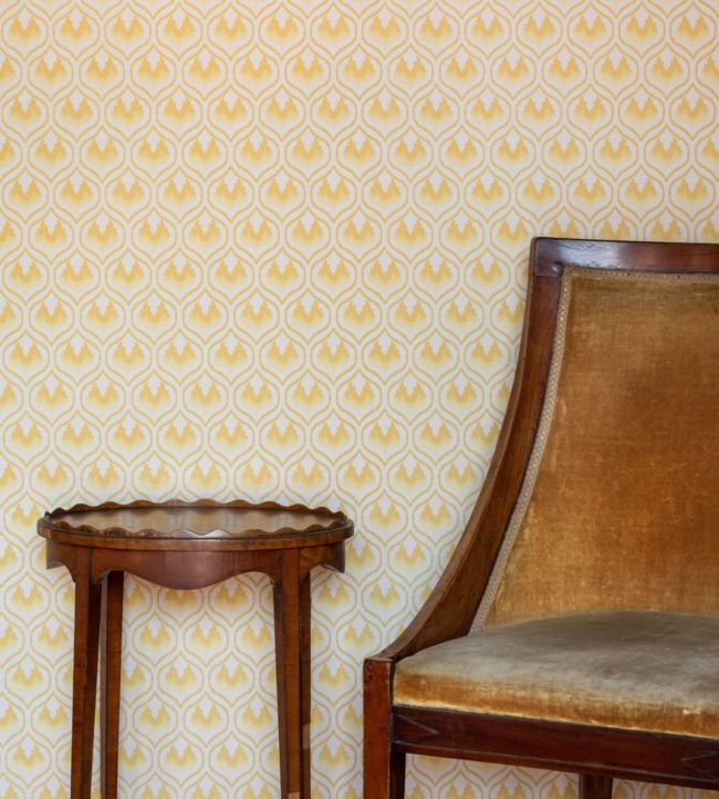 Ikat Heart Wallpaper - Mustard - BG2300202 - Barneby Gates - Premier Wallcovering