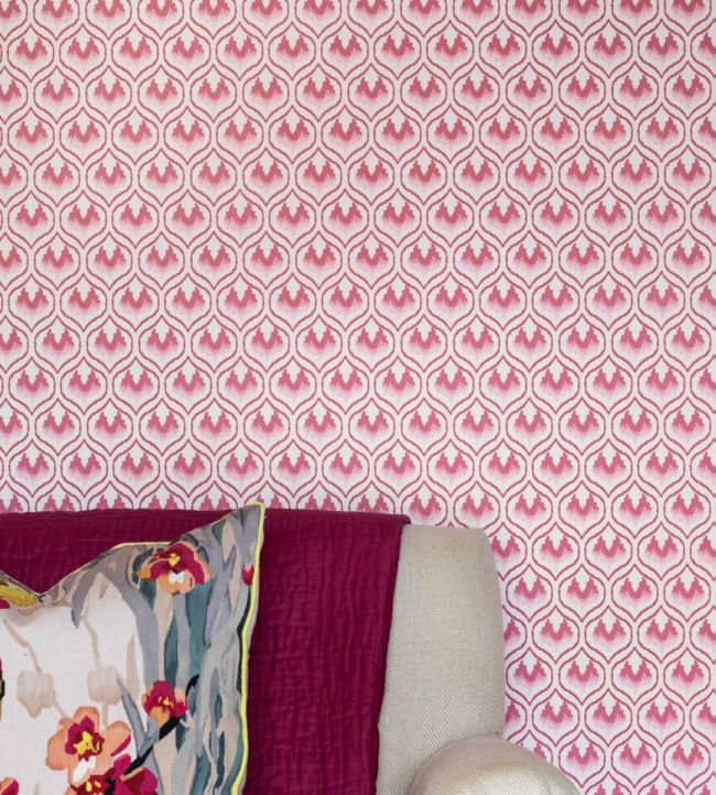 Ikat Heart Wallpaper - Oxblood - BG2300201 - Barneby Gates - Premier Wallcovering