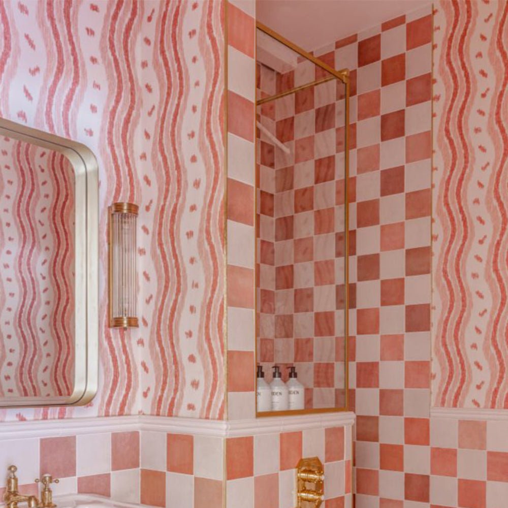 Ikat Stripe Wallpaper - Coral - Blithfield - 693-04 - Premier Wallcovering