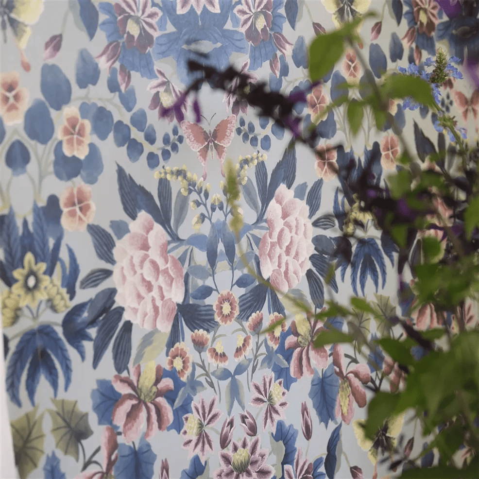 Ikebana Damask Wallpaper - Slate Blue - PDG1156/04 - Designers Guild - Premier Wallcovering