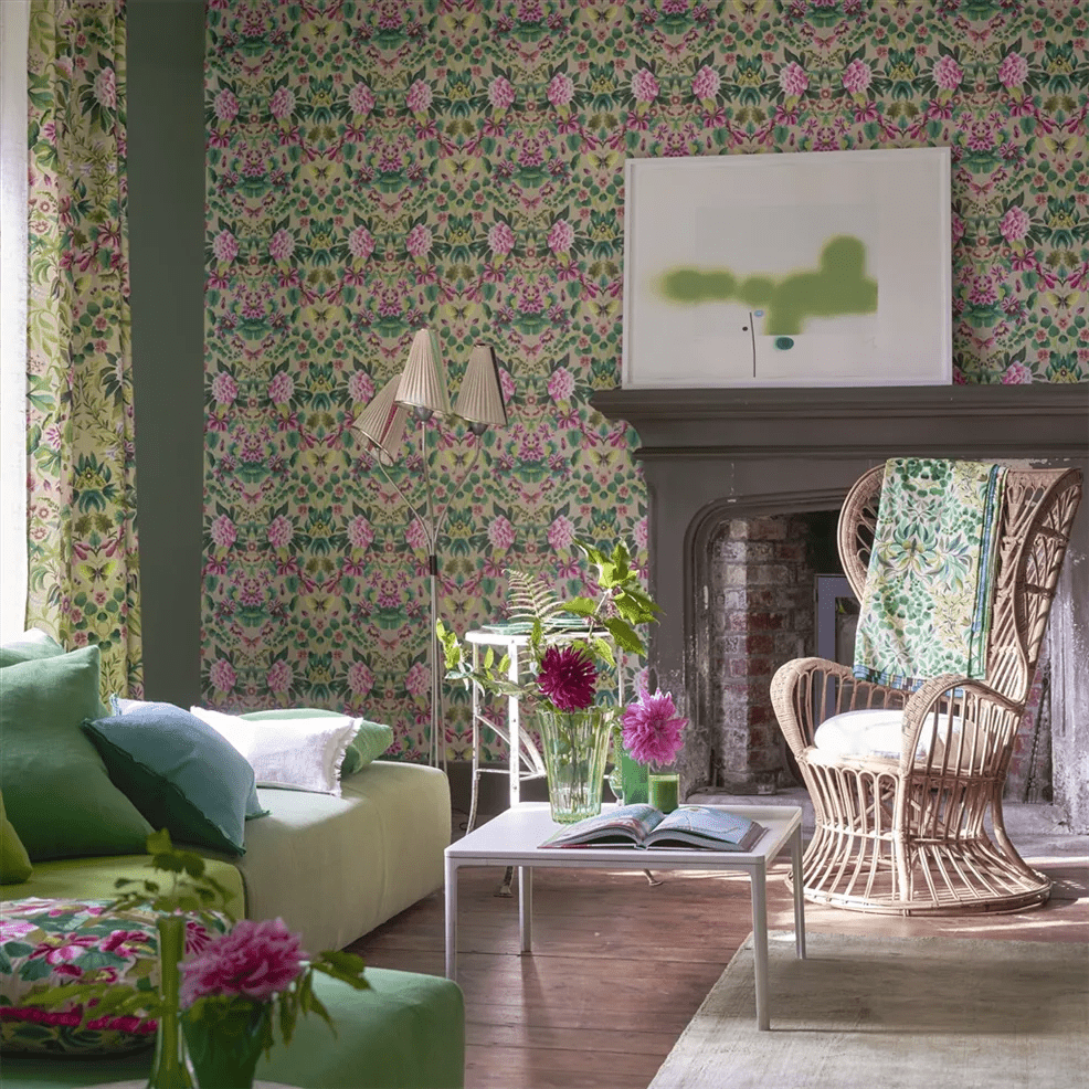Ikebana Damask Wallpaper - Fuchsia - PDG1156/01 - Designers Guild - Premier Wallcovering