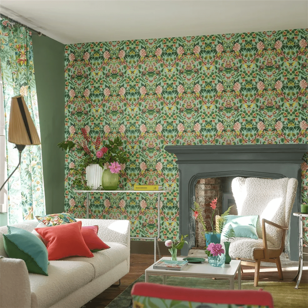 Ikebana Damask Wallpaper - Aqua - PDG1156/05 - Designers Guild - Premier Wallcovering