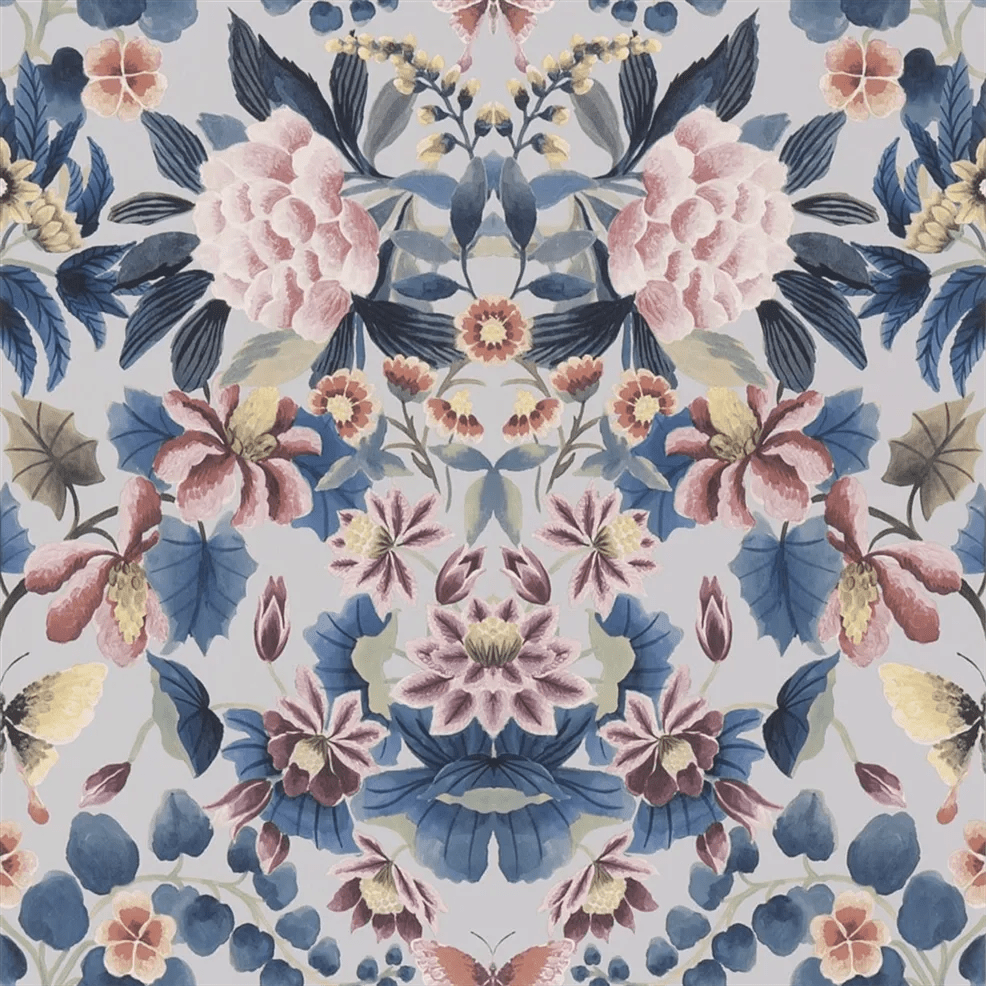 Ikebana Damask Wallpaper - Slate Blue - PDG1156/04 - Designers Guild - Premier Wallcovering