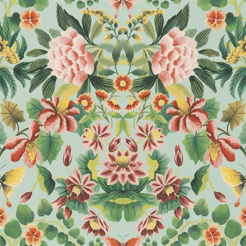 Ikebana Damask Wallpaper - Aqua - PDG1156/05 - Designers Guild - Premier Wallcovering